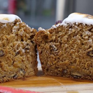 sweet potato banana bread with marshmallow fluff